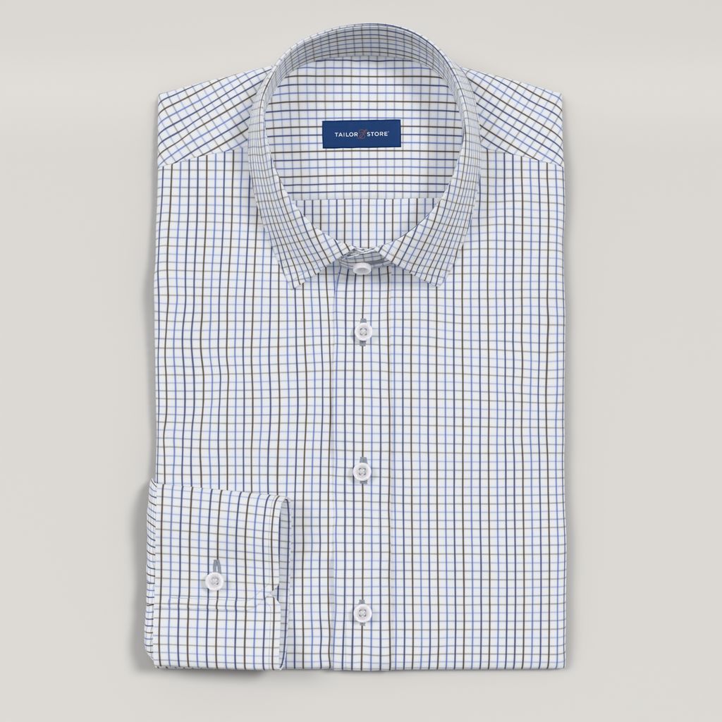 Blå och brun tattersall-twill