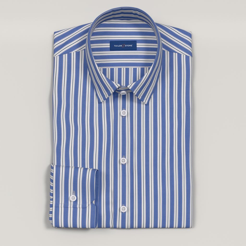 Chemise en popeline rayée bleu moyen