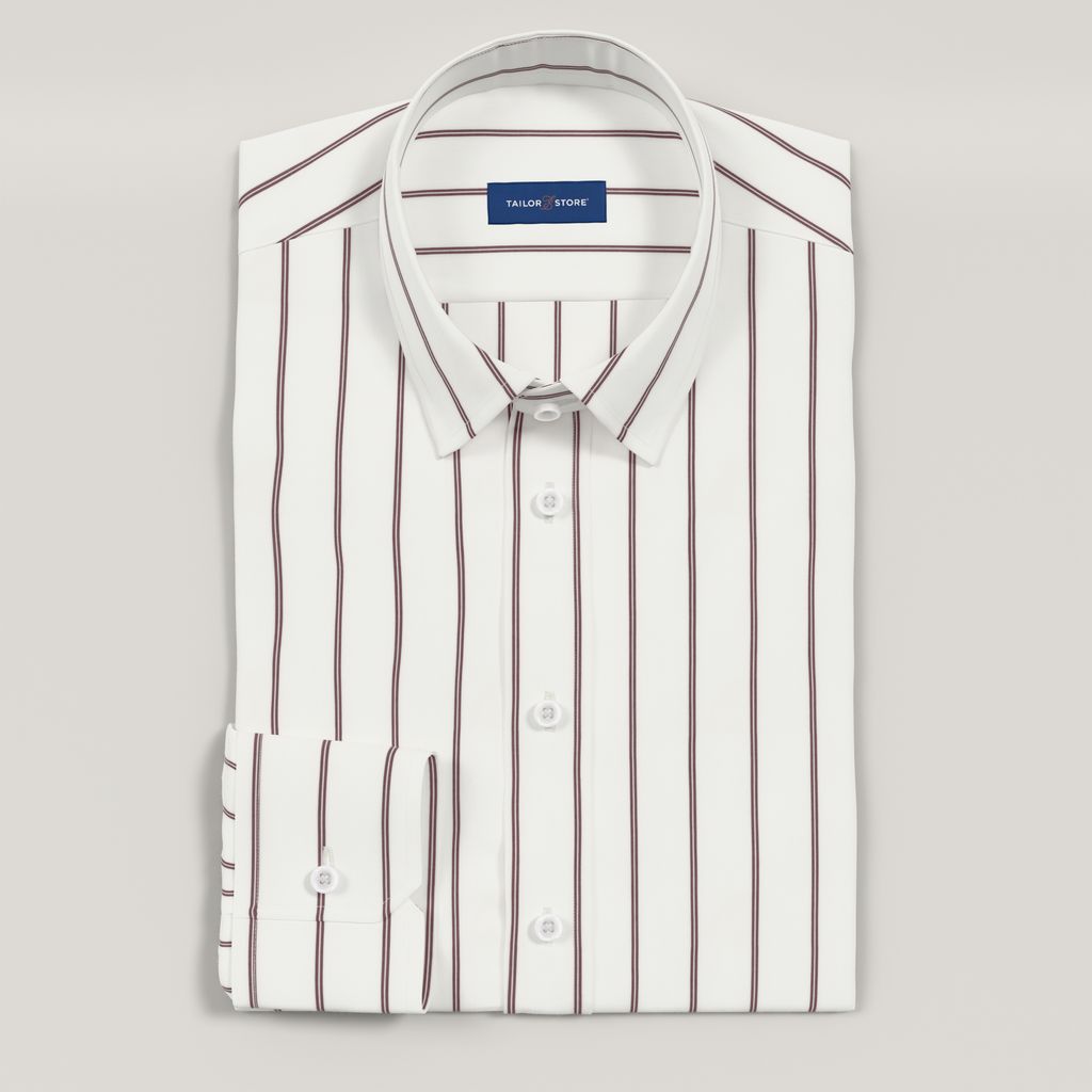 Chemise de business en popeline à rayures blanches et bordeaux