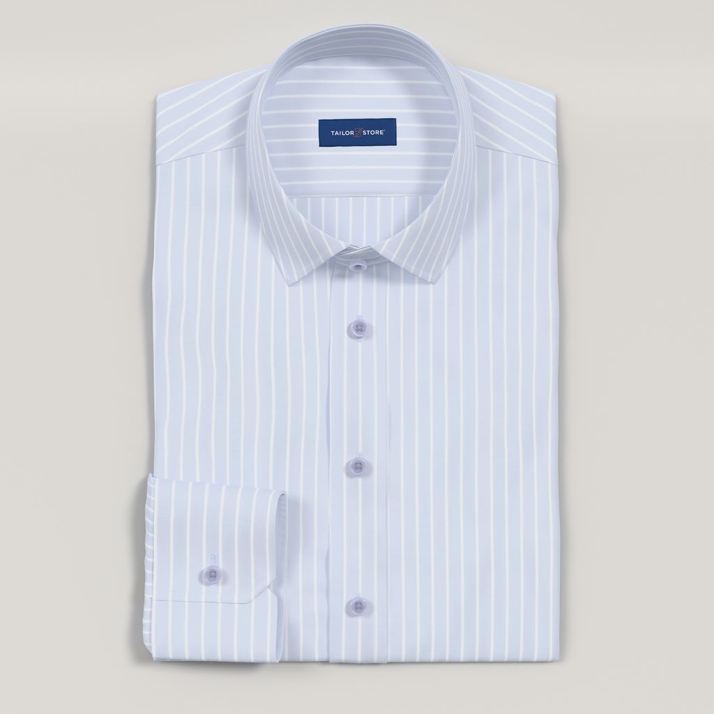 Chemise de business en sergé rayé bleu clair et blanc