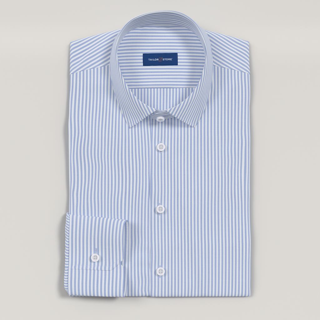 Chemise bleue à rayures sans repassage
