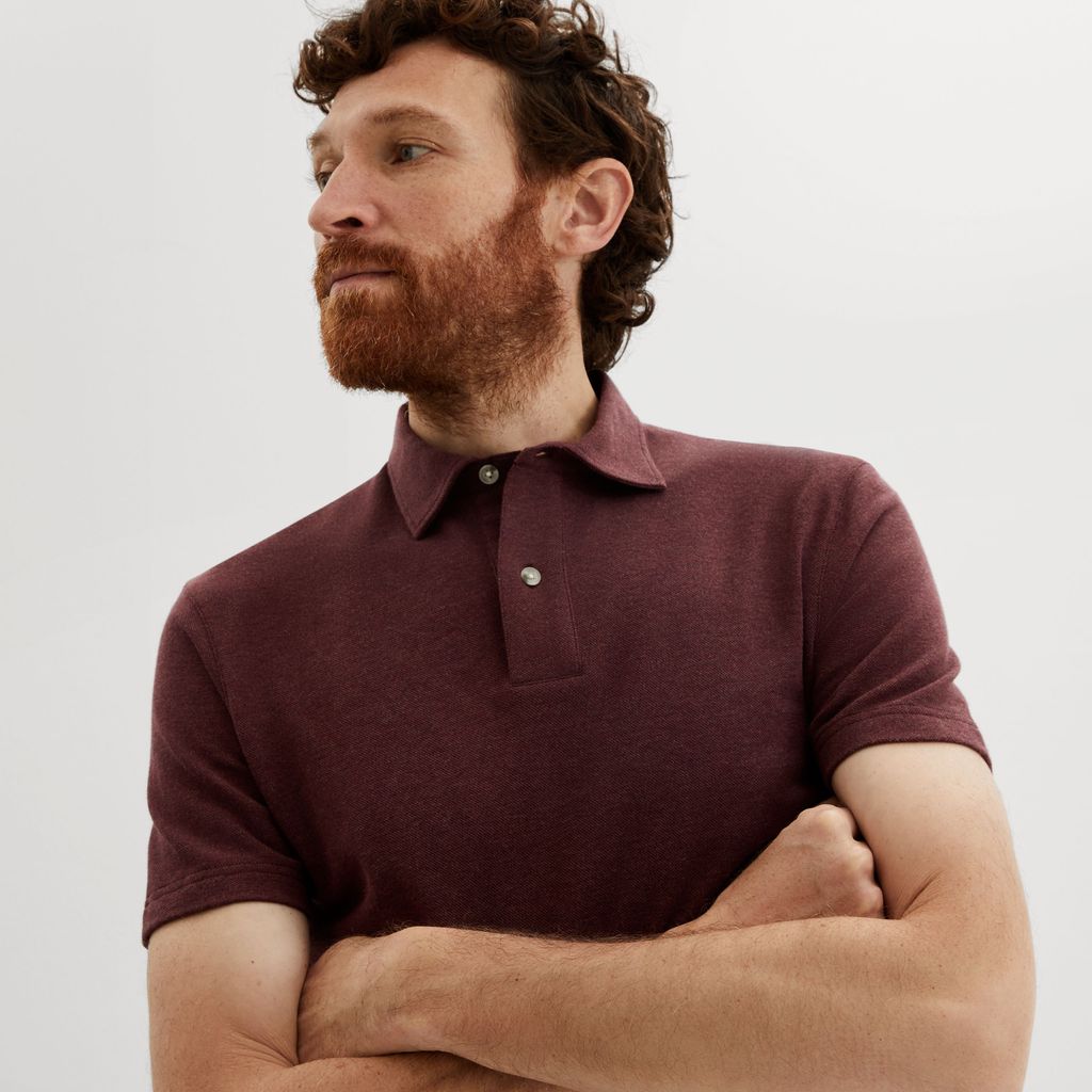 Burgundy melange polo shirt