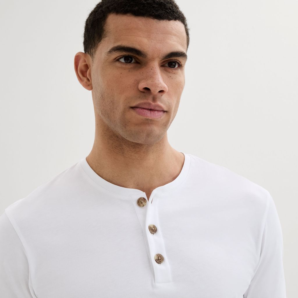 White Henley shirt