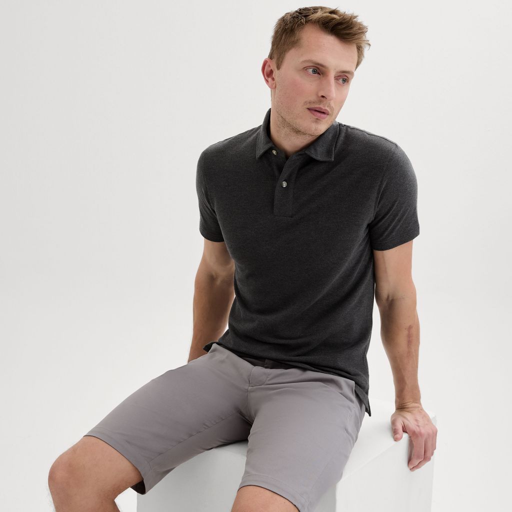 Dark grey melange polo shirt