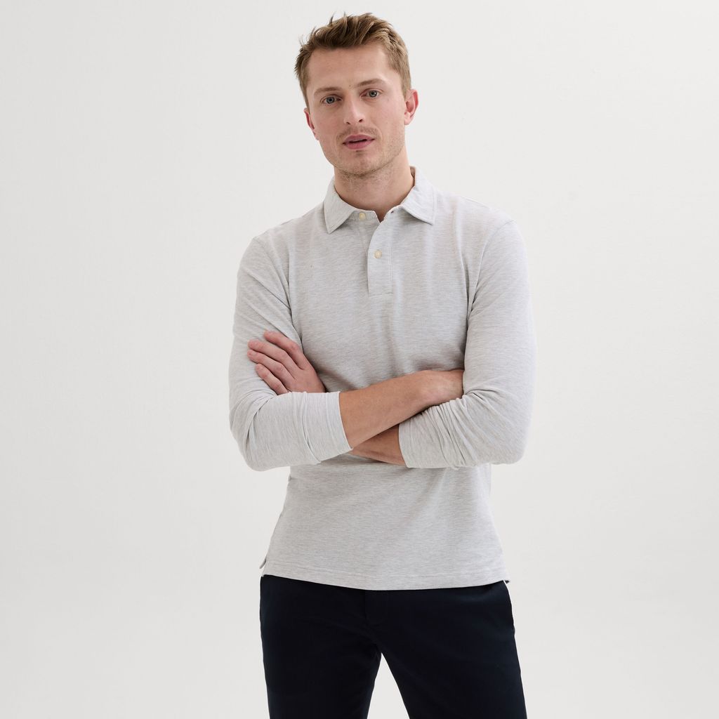 Light gray melange polo shirt