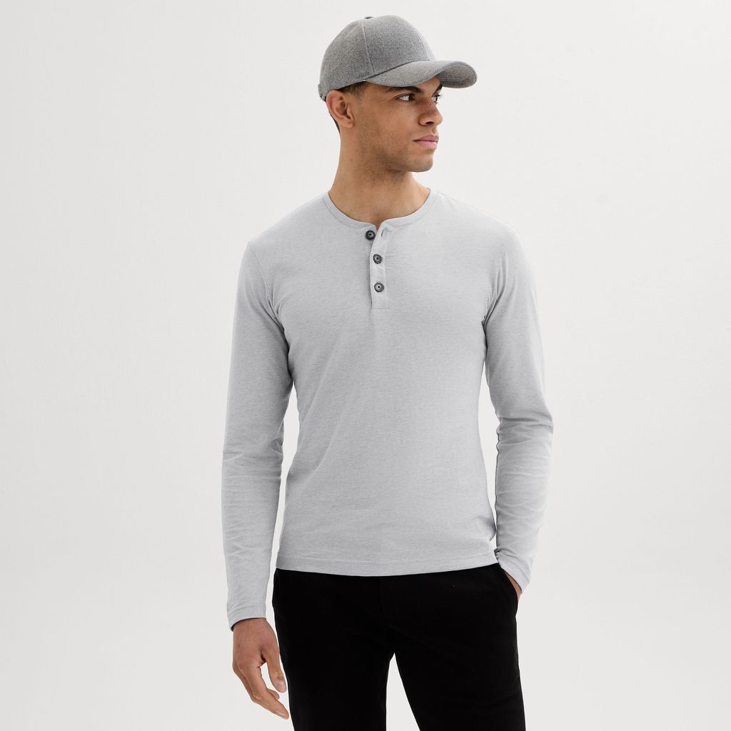 Light gray melange Henley shirt