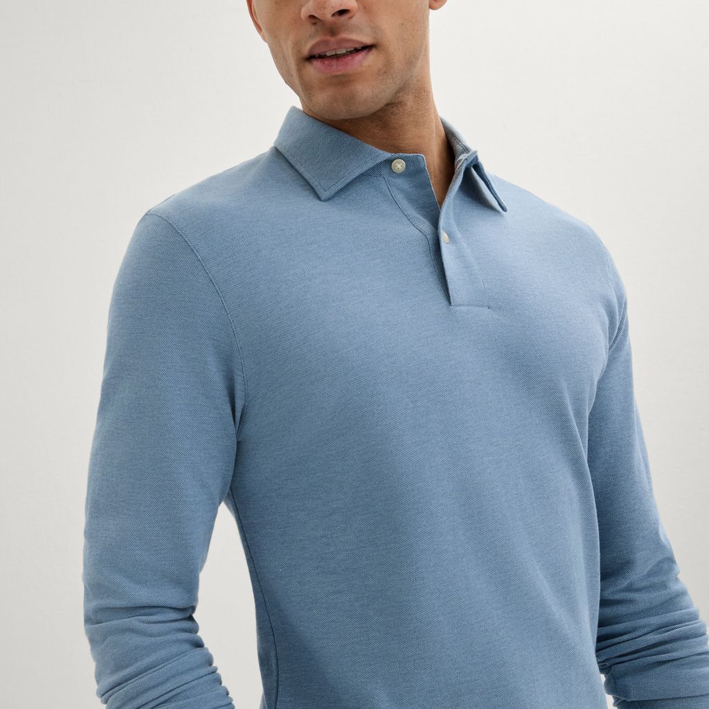 Himmelblaues Melange-Poloshirt