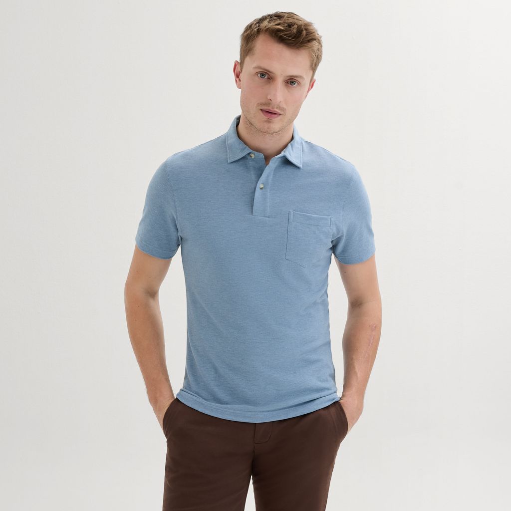 Sky blue melange polo shirt