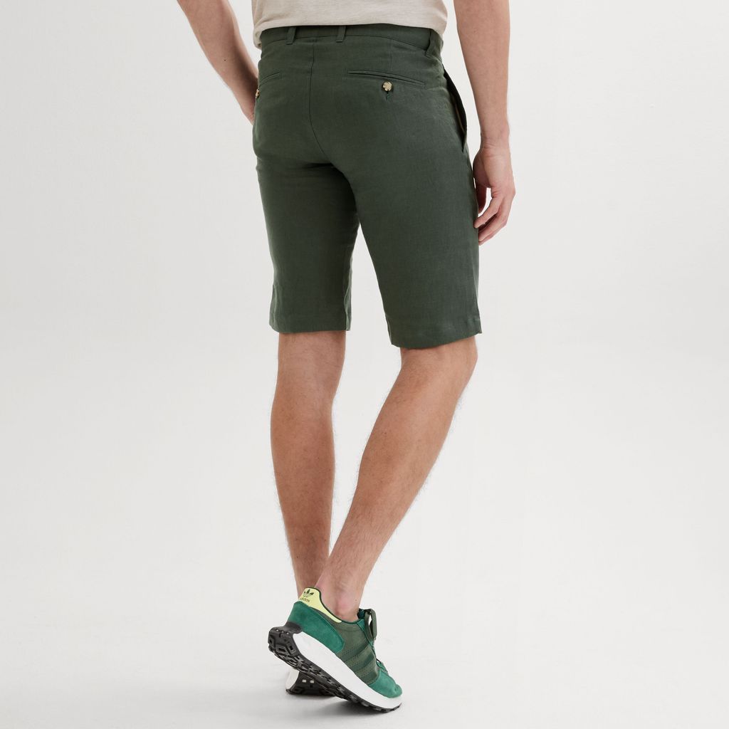 Dark green linen shorts