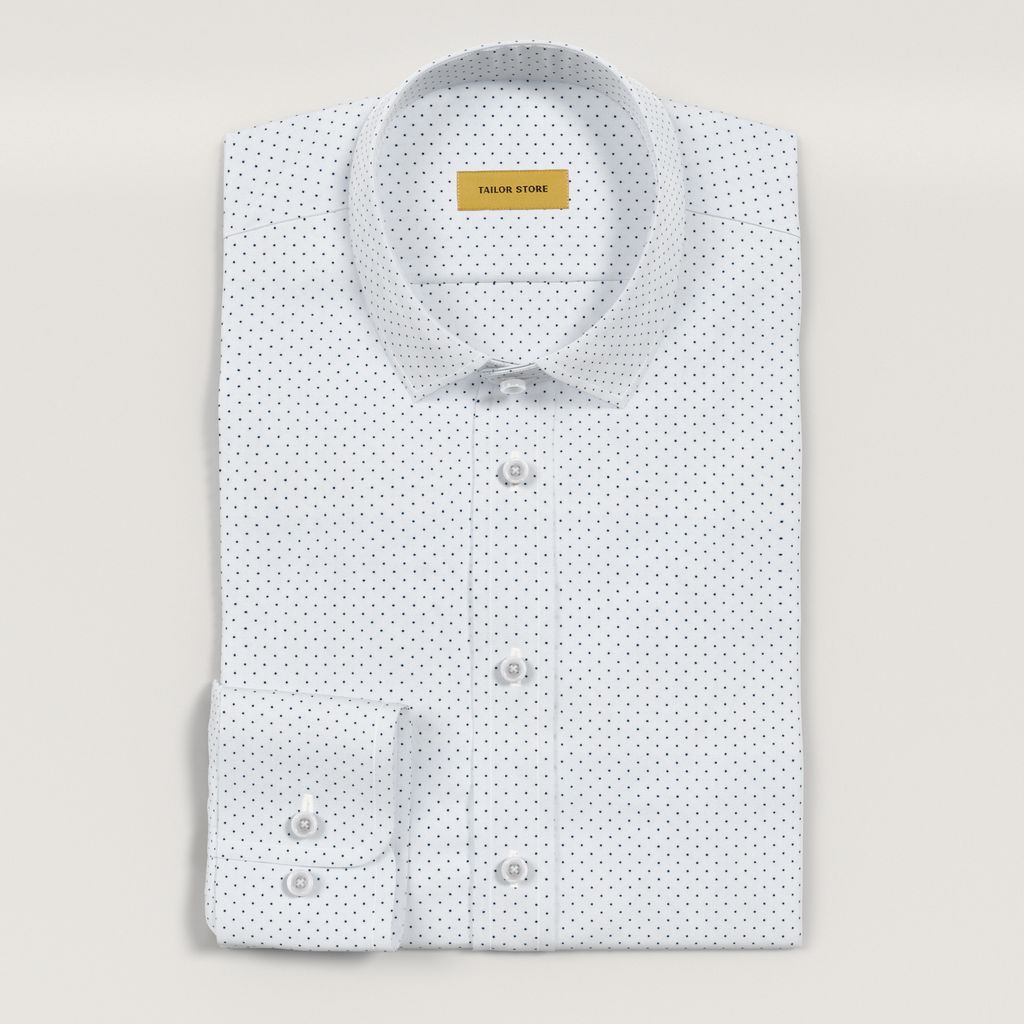 White dress shirt with navy dots