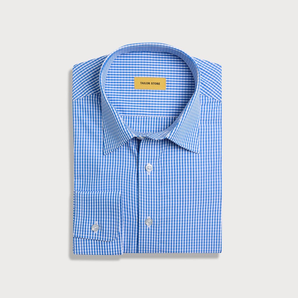 Mid blue checkered business shirt