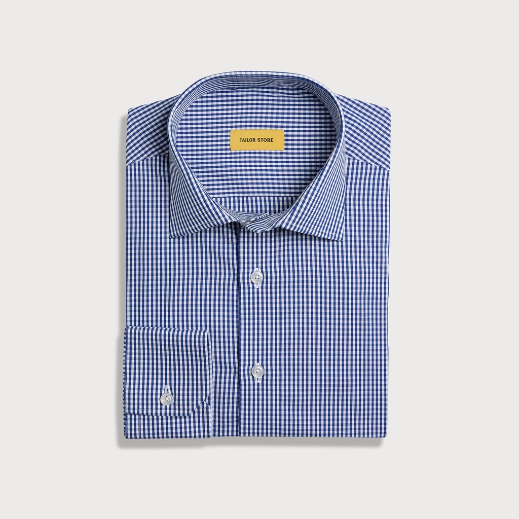 Dark blue checkered business shirt