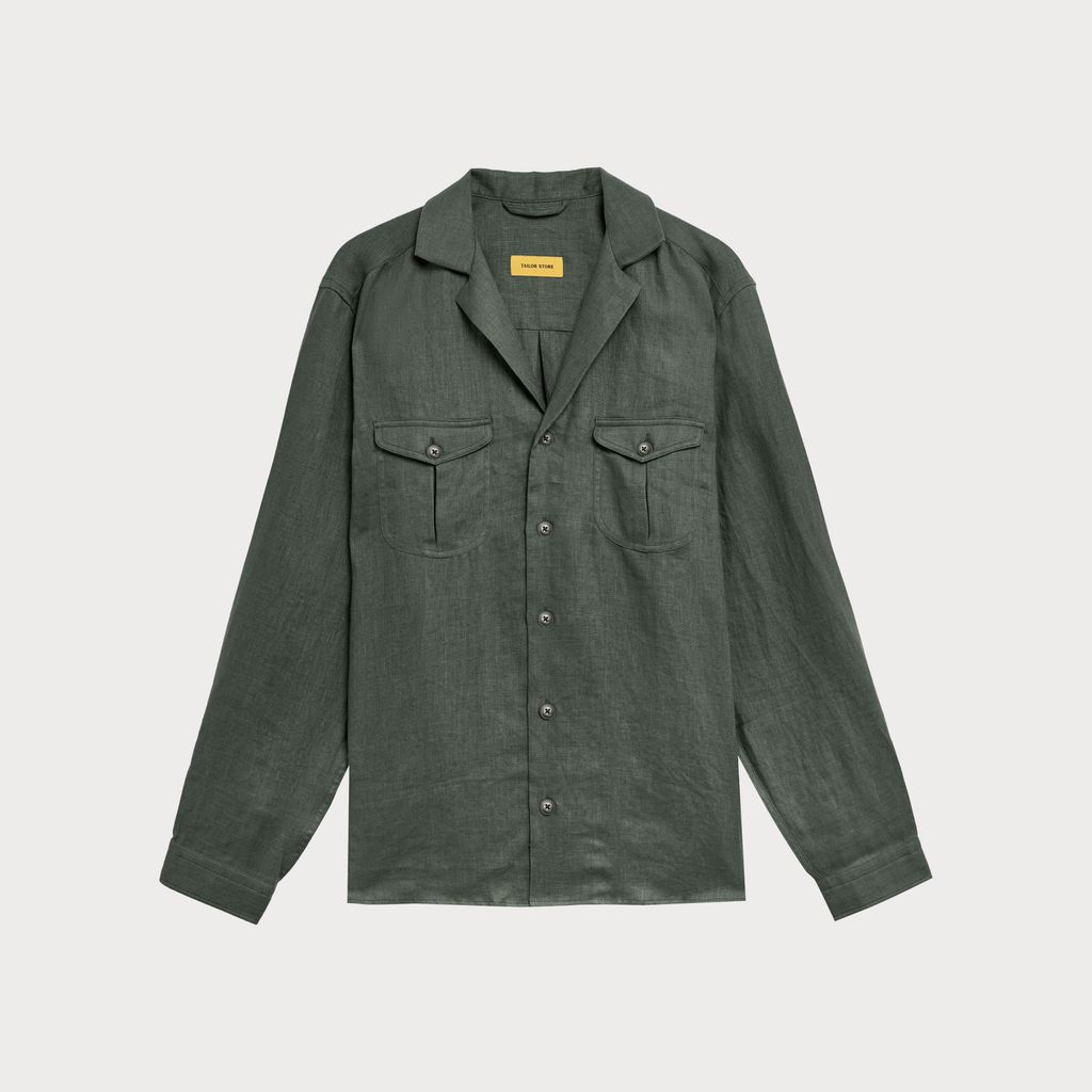 Grøn overshirt i hør