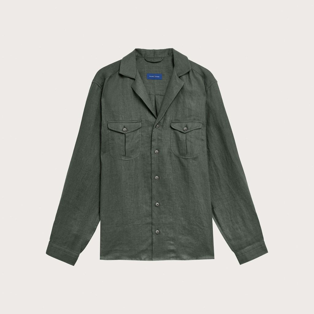 Green linen overshirt