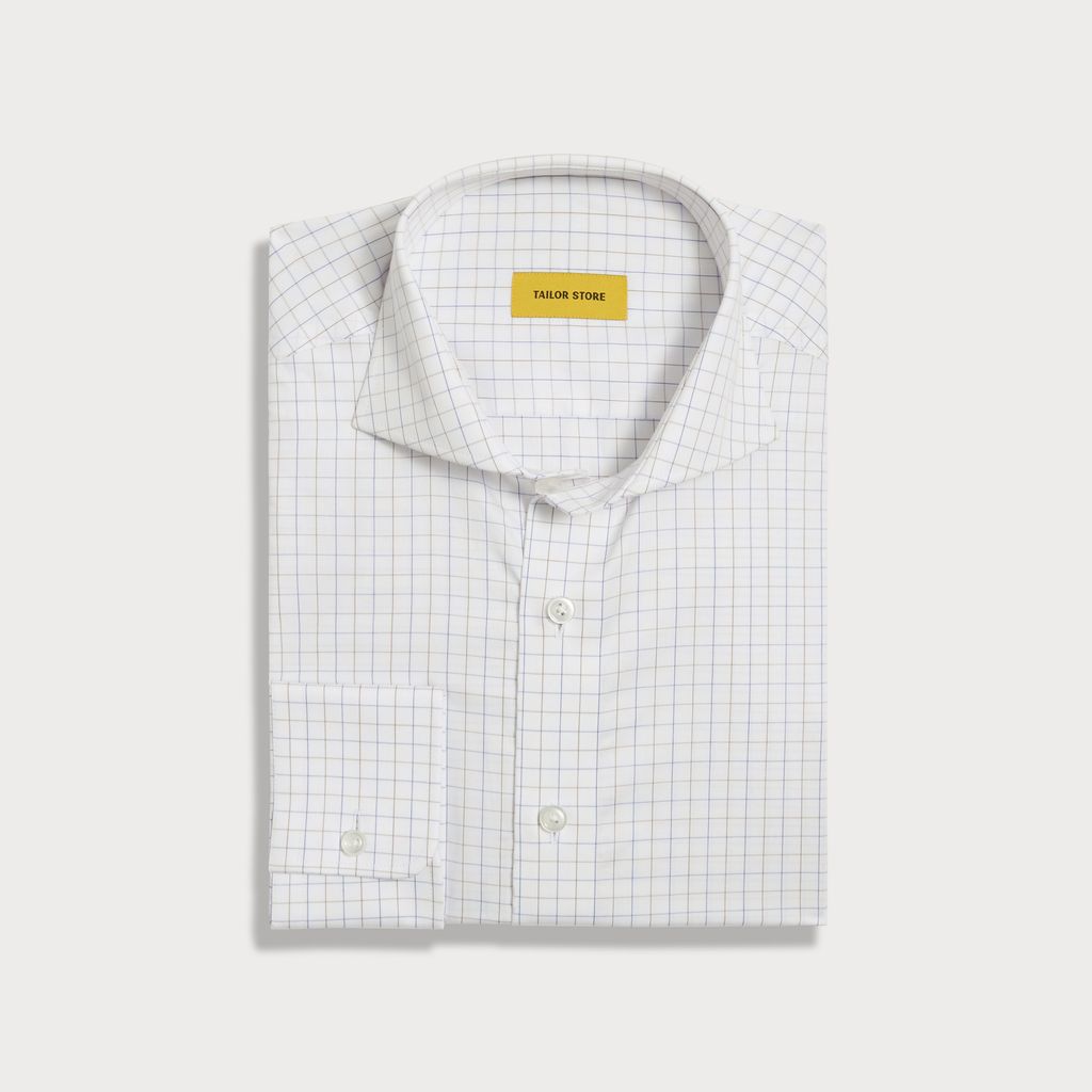 Blå och  brunrutig skjorta