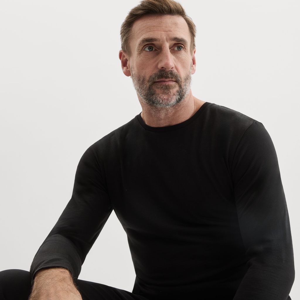 Black long sleeve Merino wool T-shirt