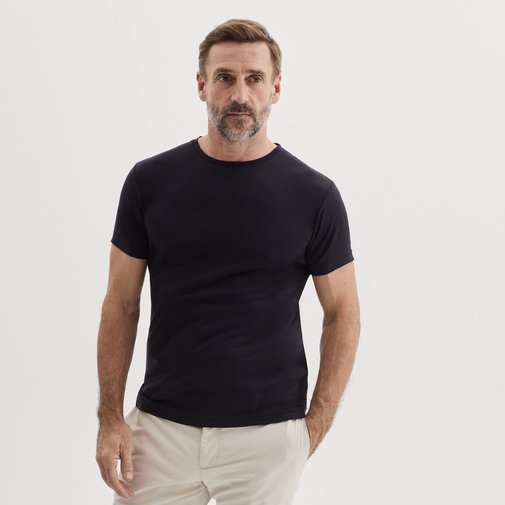 Navy Merino wool T-shirt