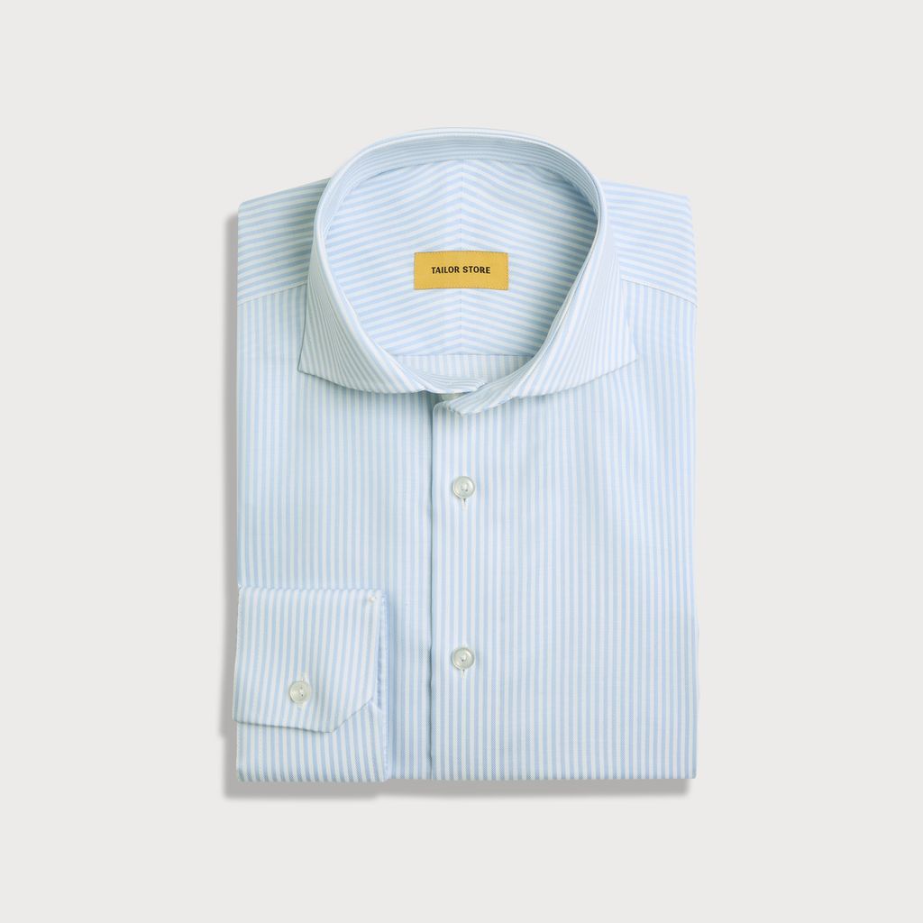 Light blue striped non-iron dress shirt