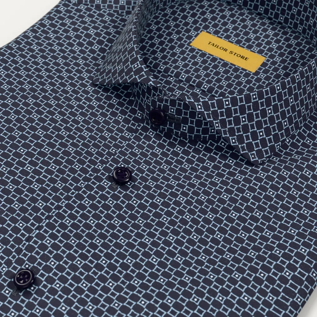 Chemise en popeline imprimée marine pour homme