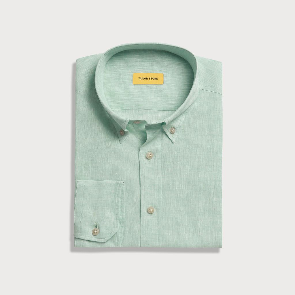 Grönmelerad linneskjorta