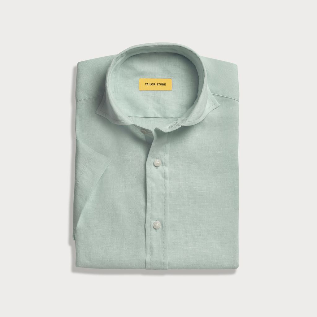 Sage short-sleeved linen shirt