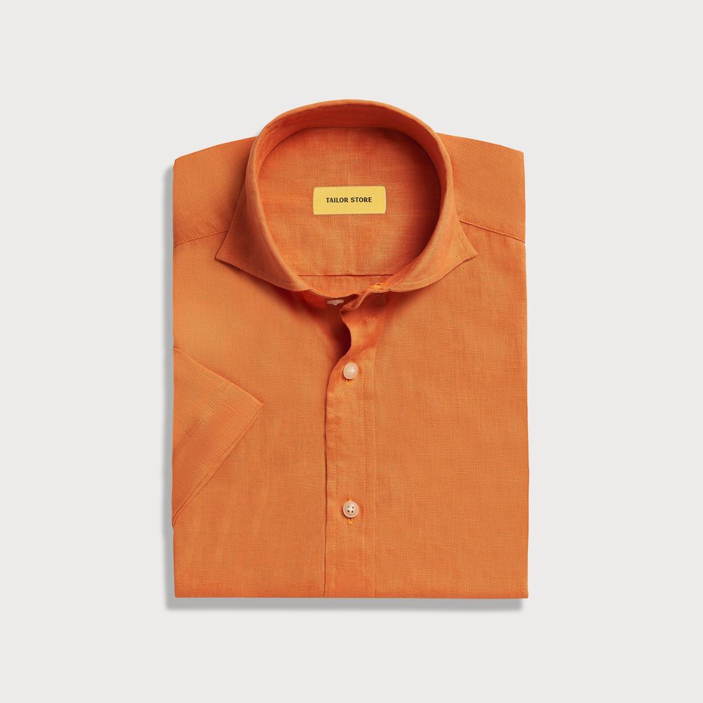 Orange short sleeved linen shirt