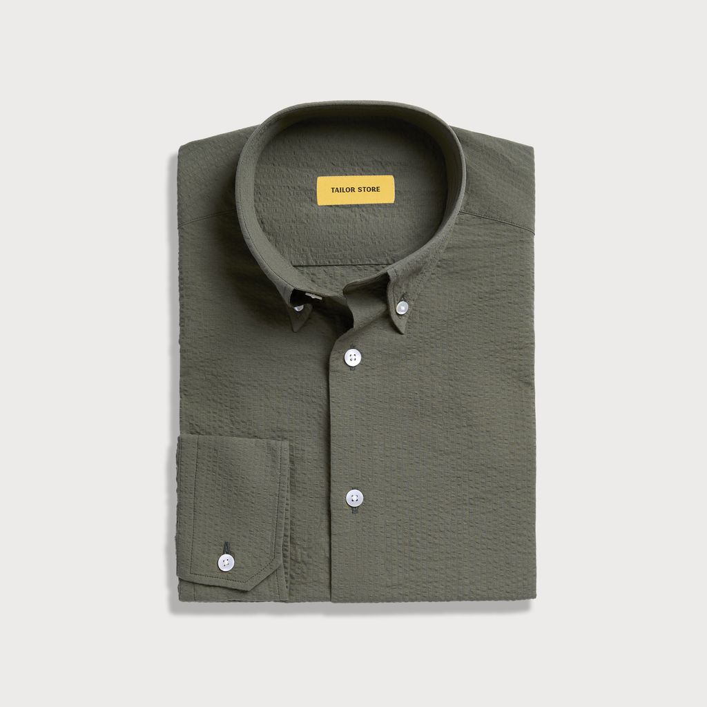 Green seersucker shirt