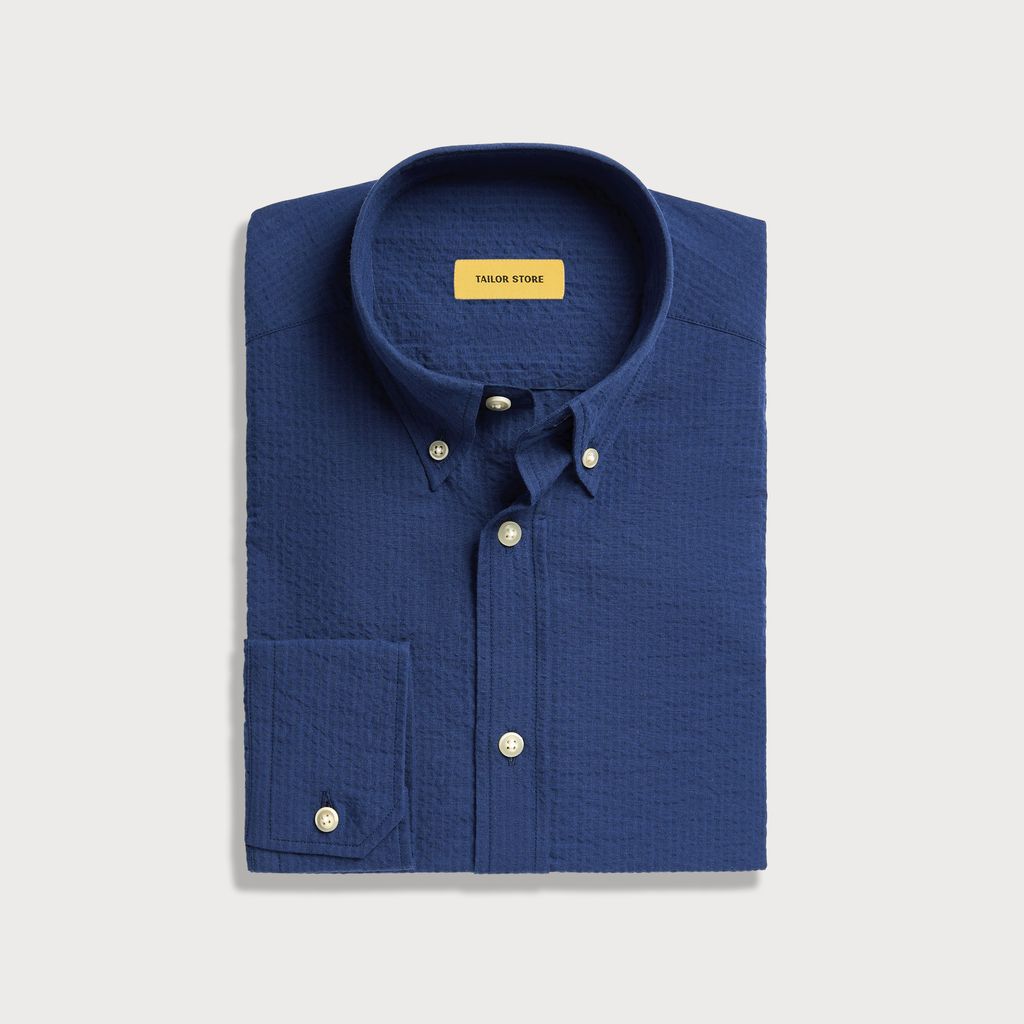 Navy seersucker shirt