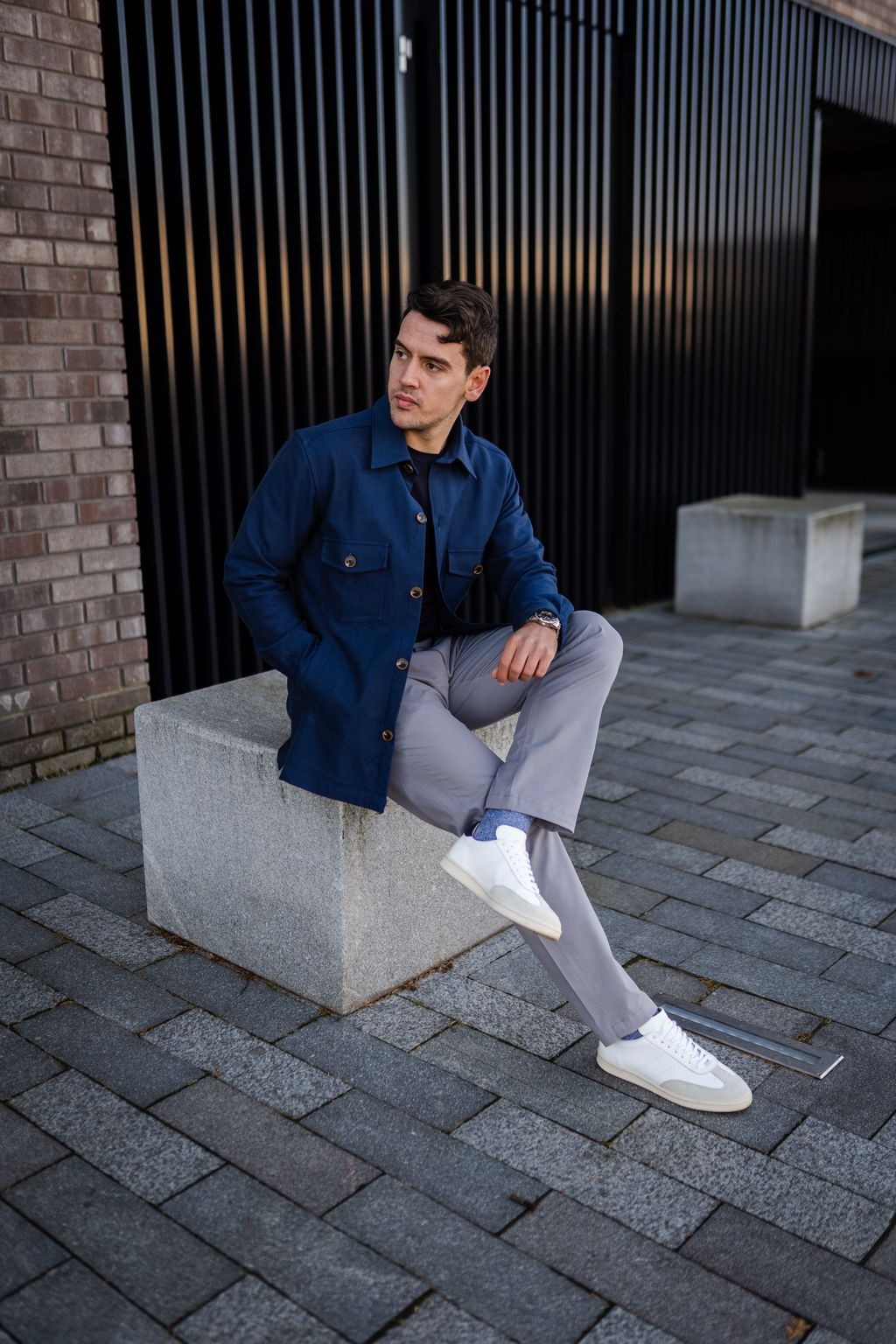 Navy Cotton twill Shacket