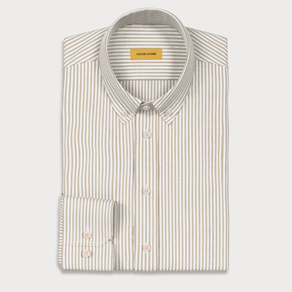 Mustard Striped Seersucker Shirt