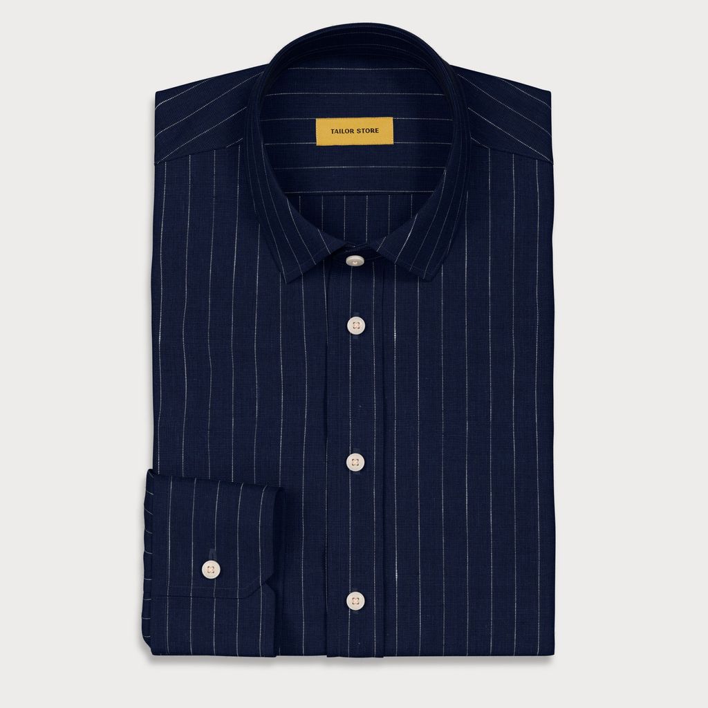 Navy Linen Blend Shirt