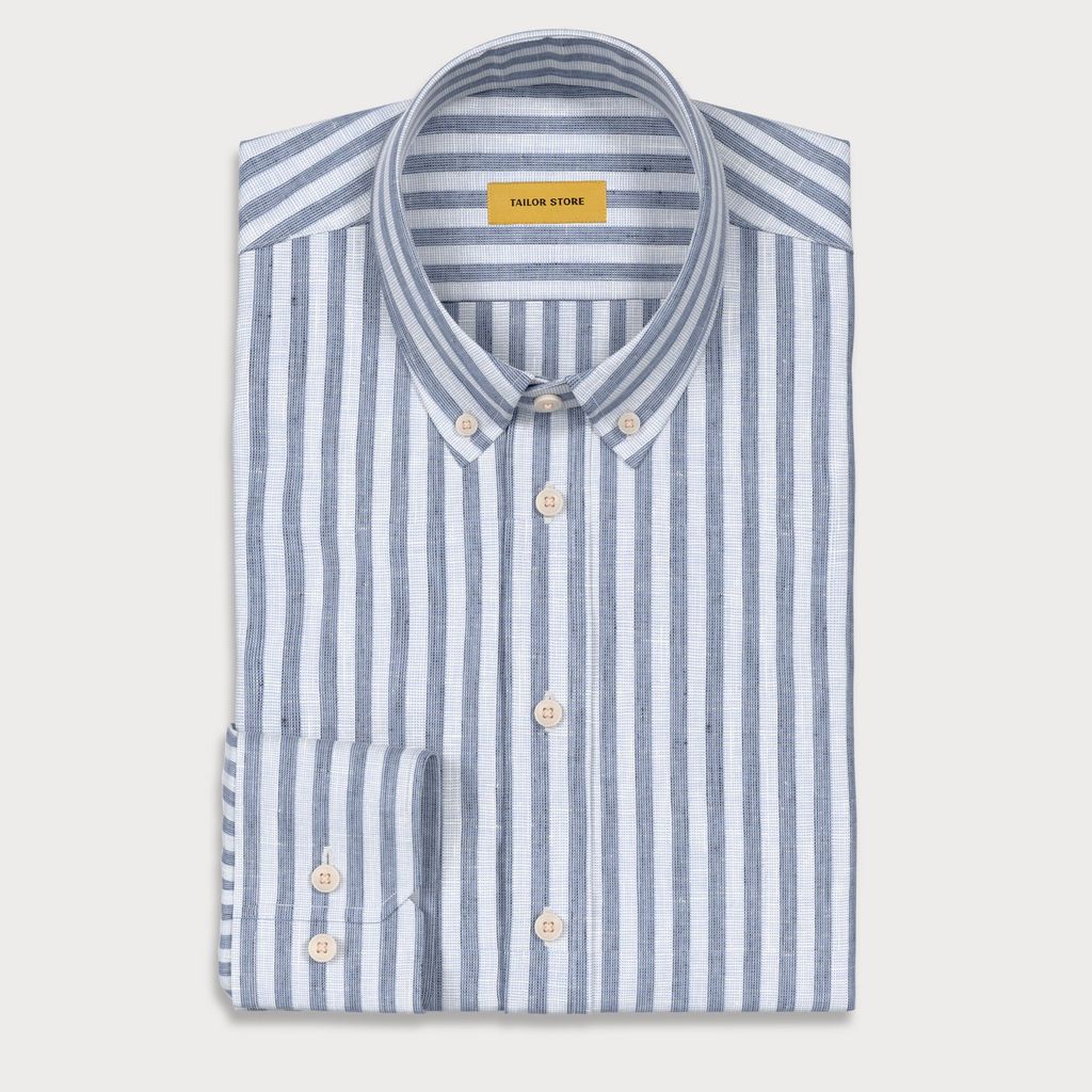 Dark Blue Linen Blend Shirt