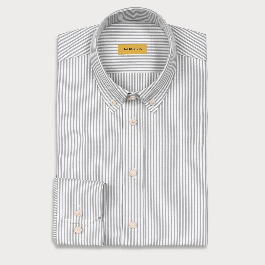 Light Gray Striped Seersucker Shirt