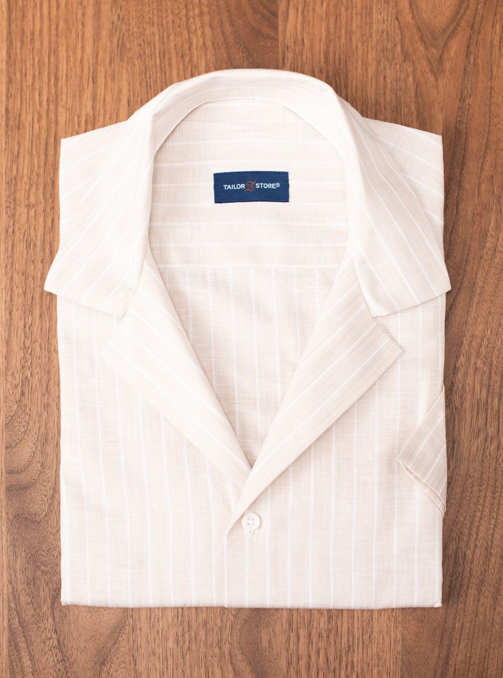 Beige resortshirt van katoenen poplin