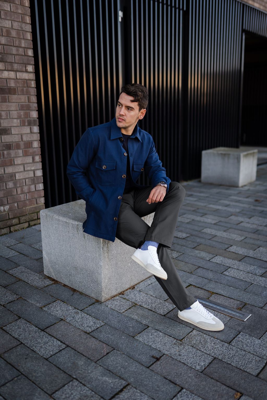  Pantalon chino en sergé de coton charbon sur mesure