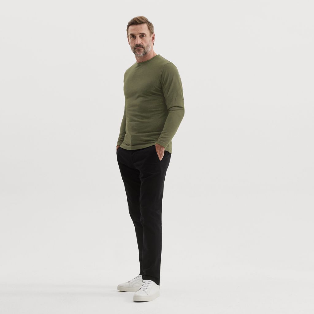 Dark sage green long sleeve Merino wool T-shirt