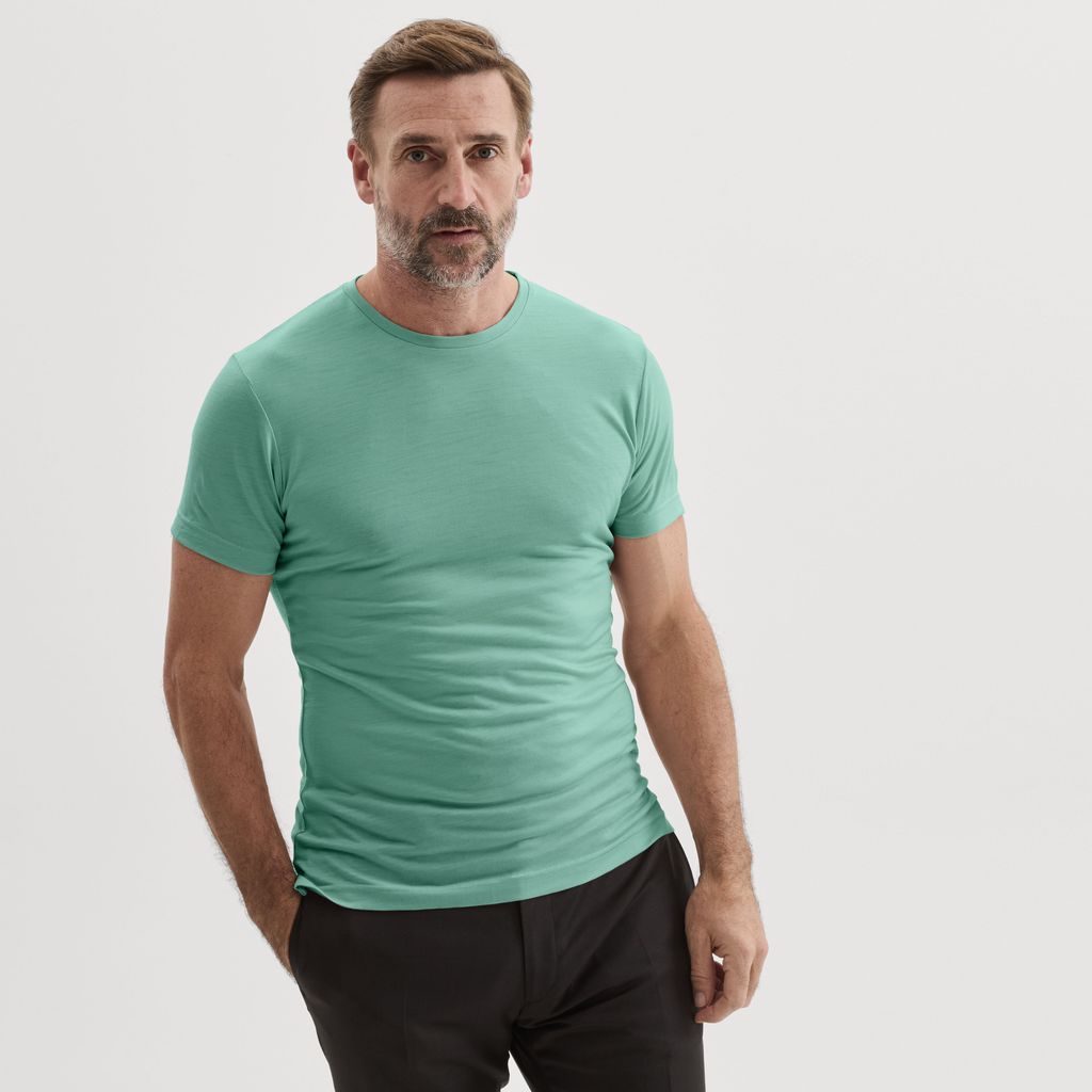 Aquagrøn merinould-t-shirt