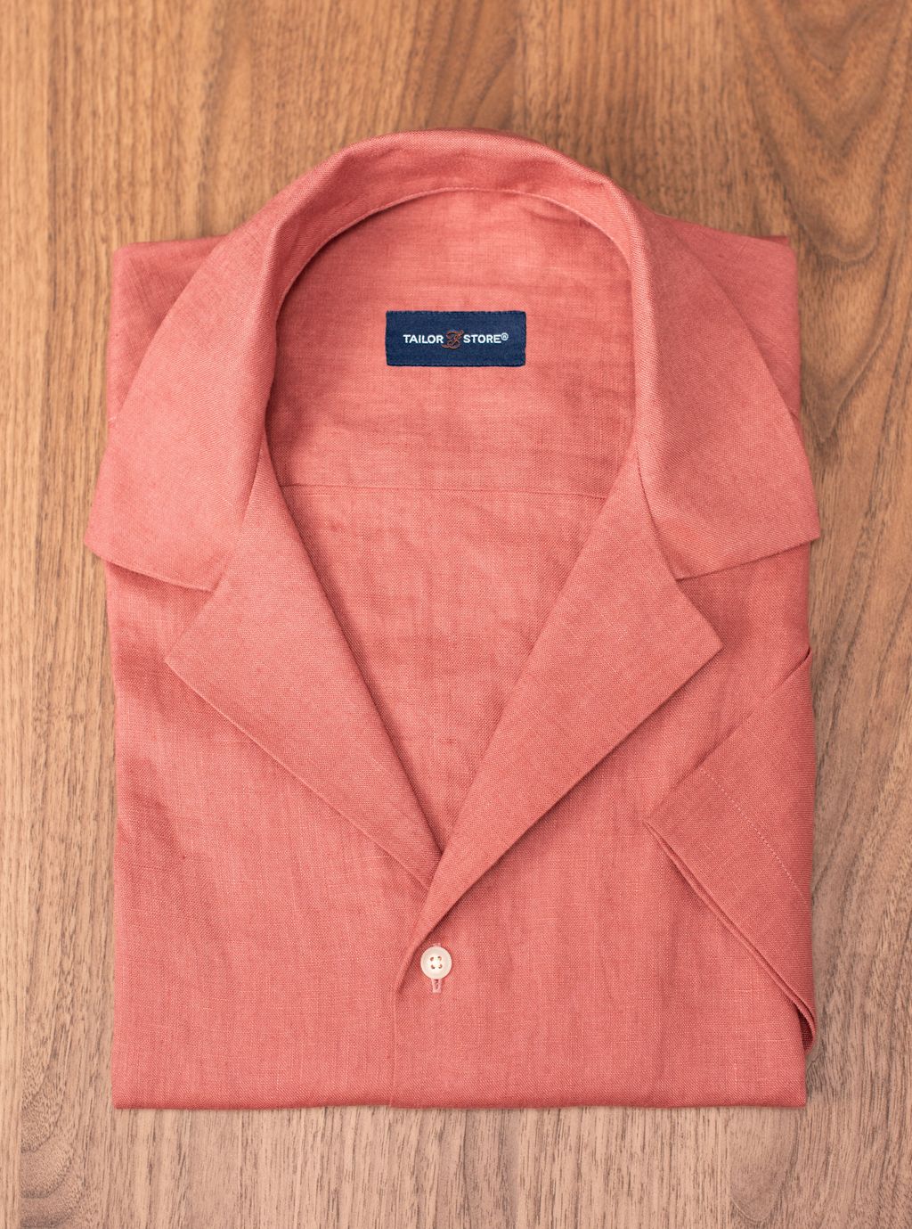 Camicia resort in lino lavato rosso ruggine