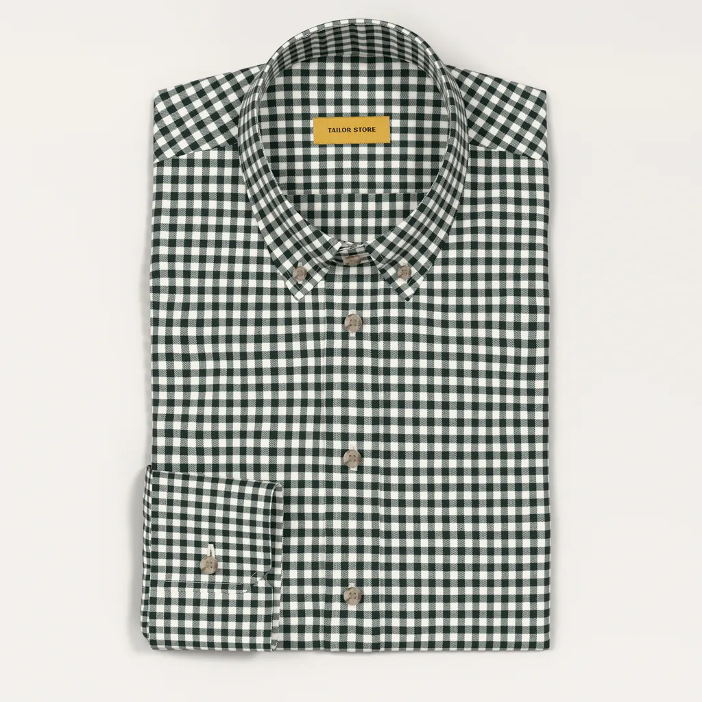 Men’s Custom Green and Ivory Check Shirt