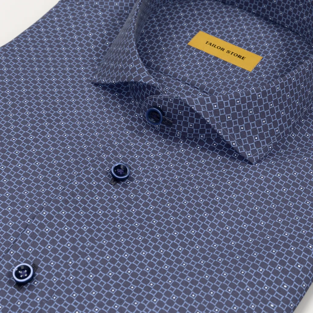 Men’s Custom Blue Print Poplin Shirt
