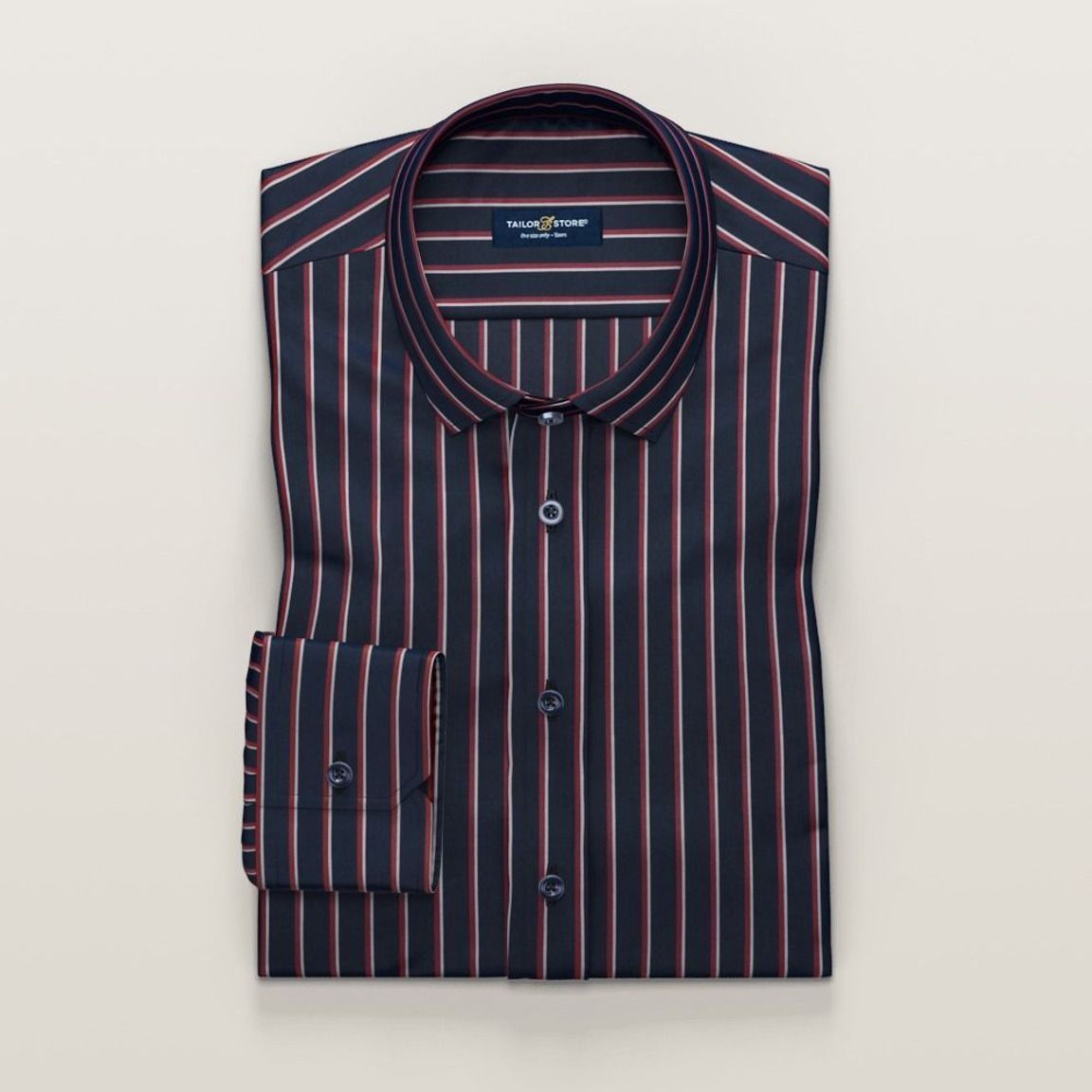 Navy dress shirt with stripes in white/red | Tailor Store®