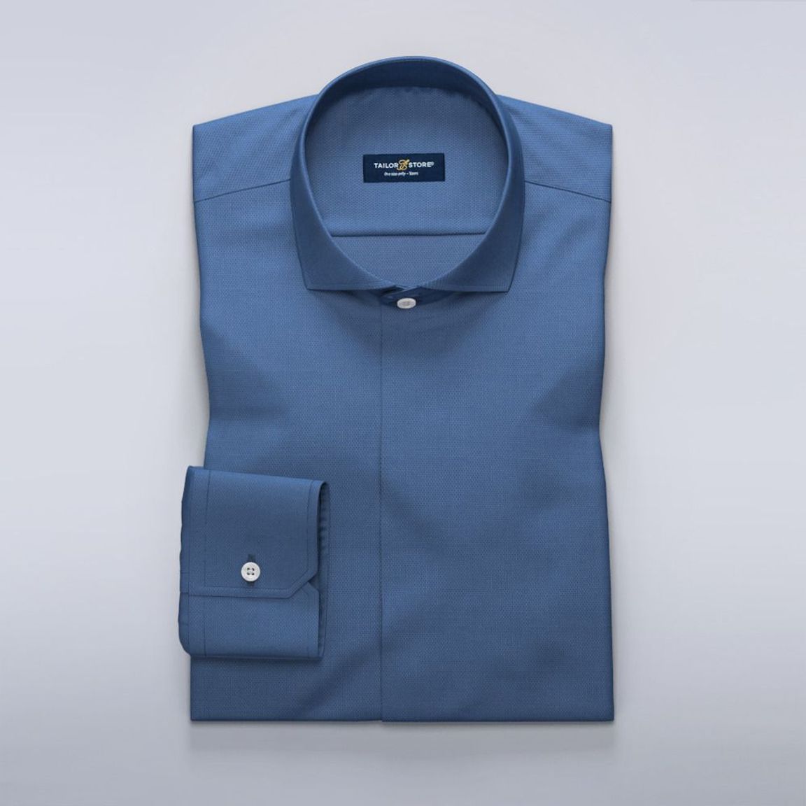 Blue patterned dress shirt<br>