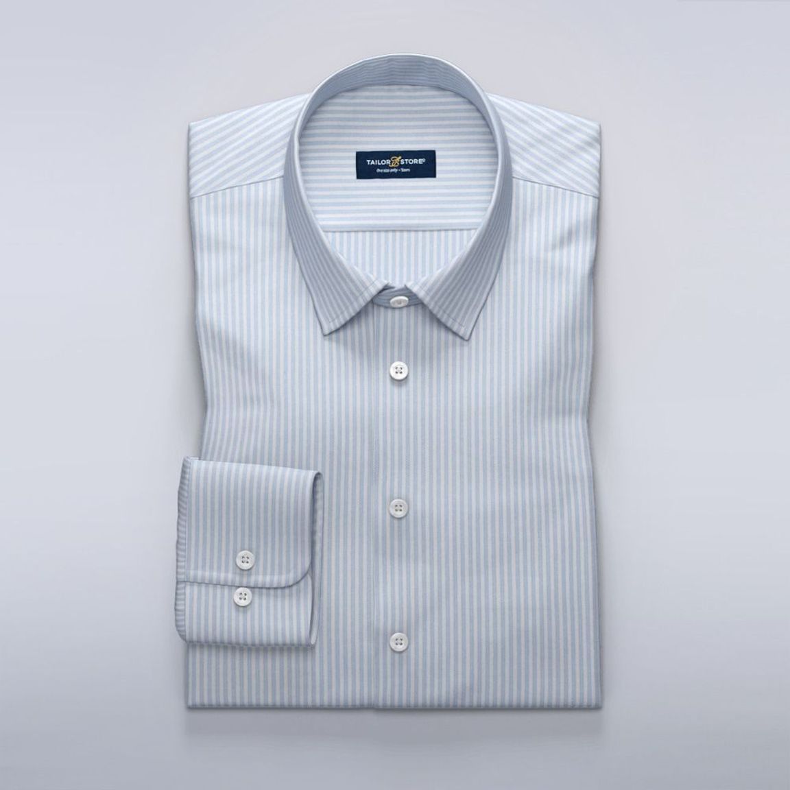Business dress shirt in luxurious white and blue herringbone