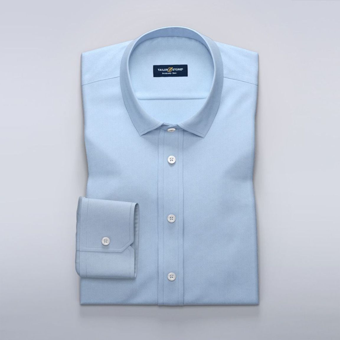 Business shirt in luxurious light blue herringbone