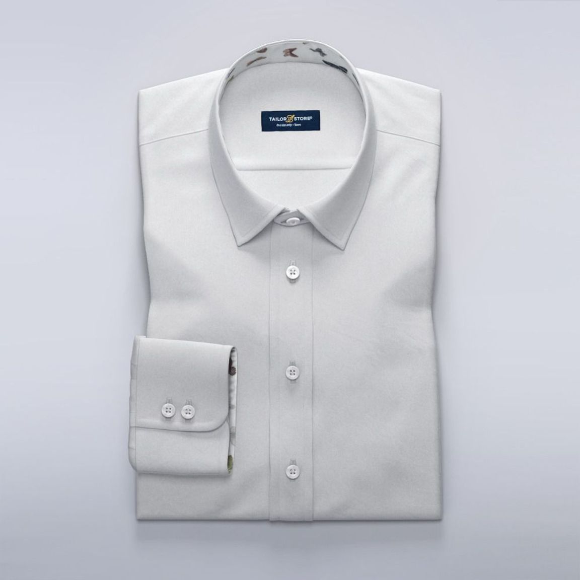 Satin shirt with colorful butterfly print contrasts