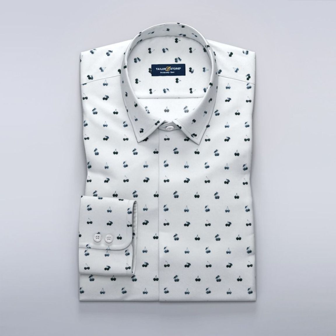 Satin shirt with dark cherry print