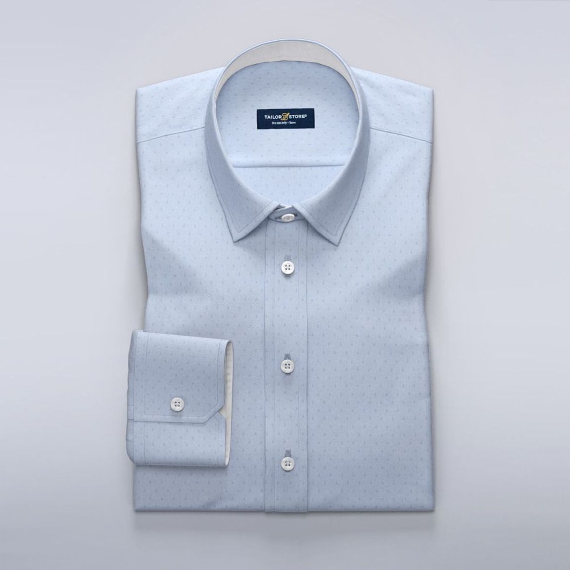 Chemise business de luxe bleu pâle en tissage dobby