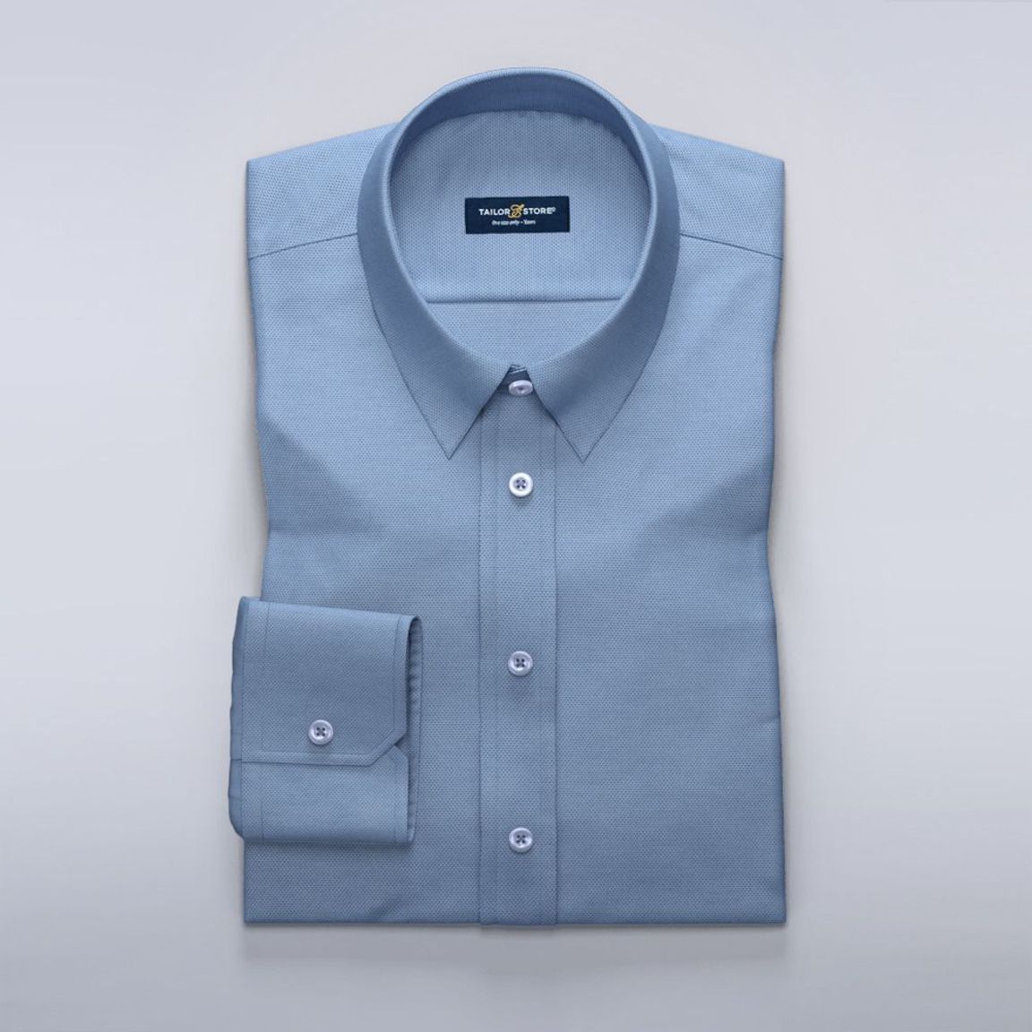 Lichtblauw business overhemd in stretch dobby