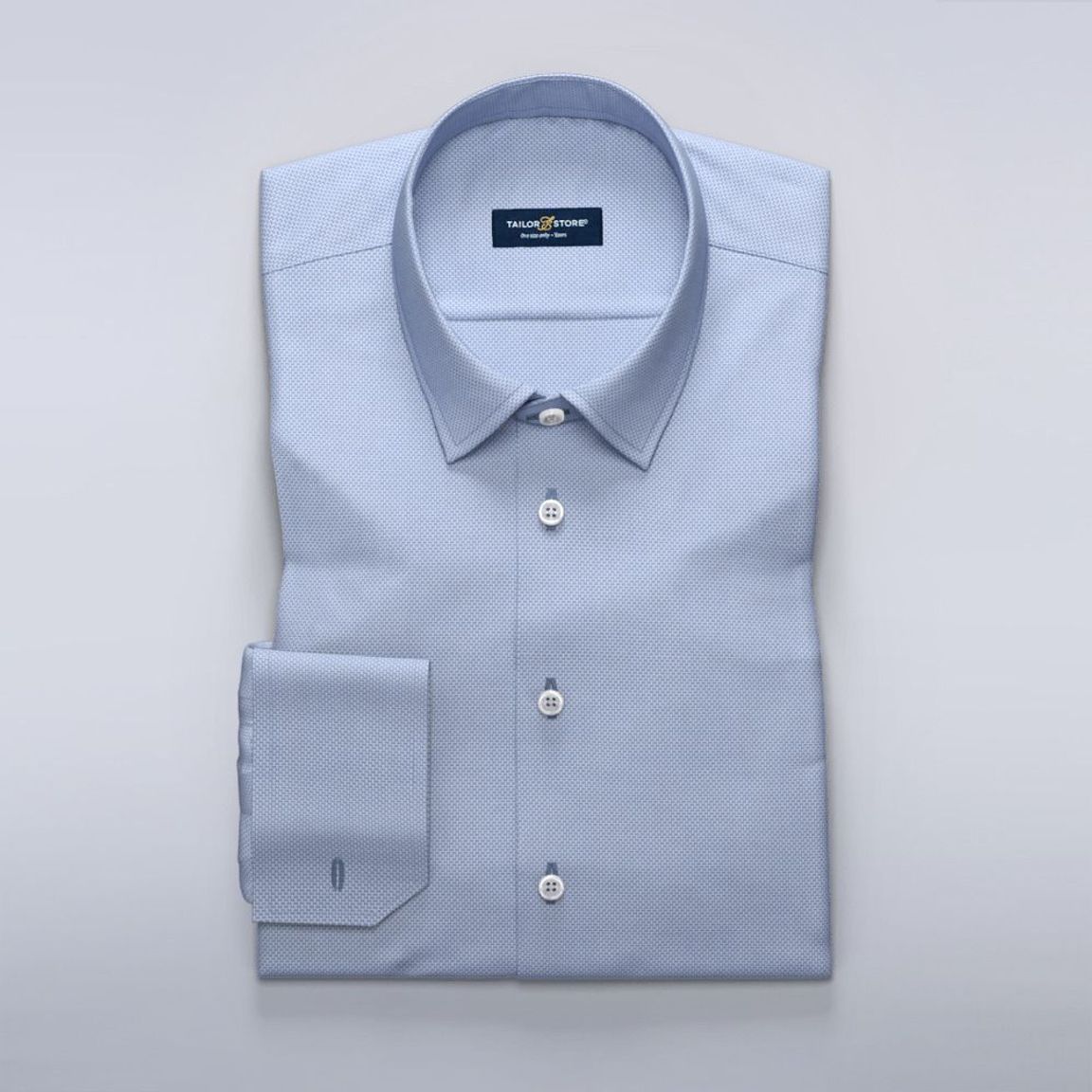 Lichtblauw business overhemd in dobby