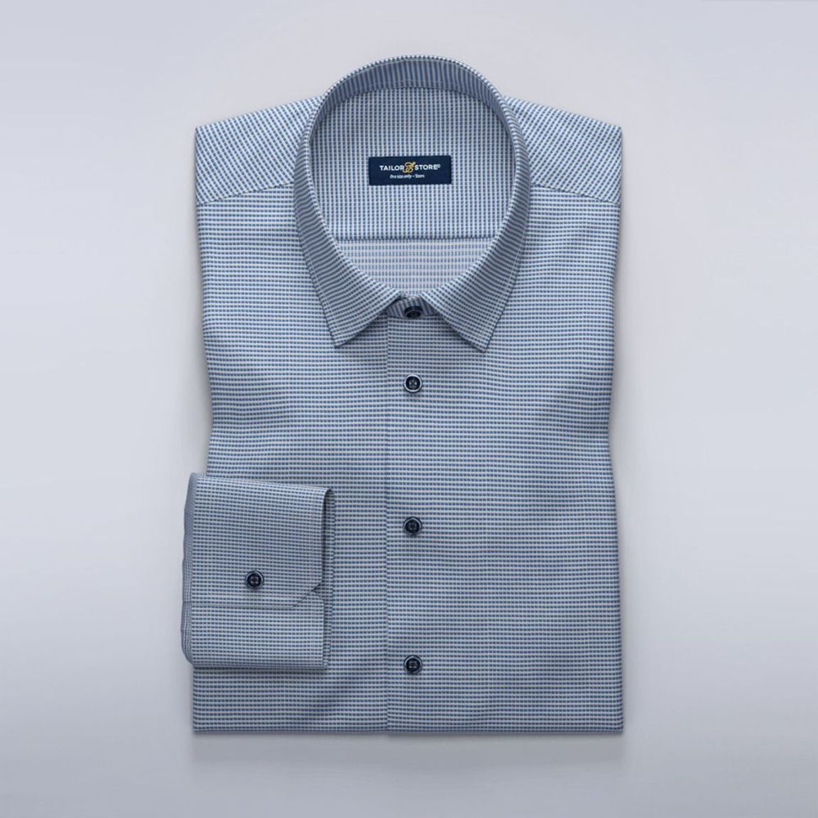 Blauw business overhemd in dobby